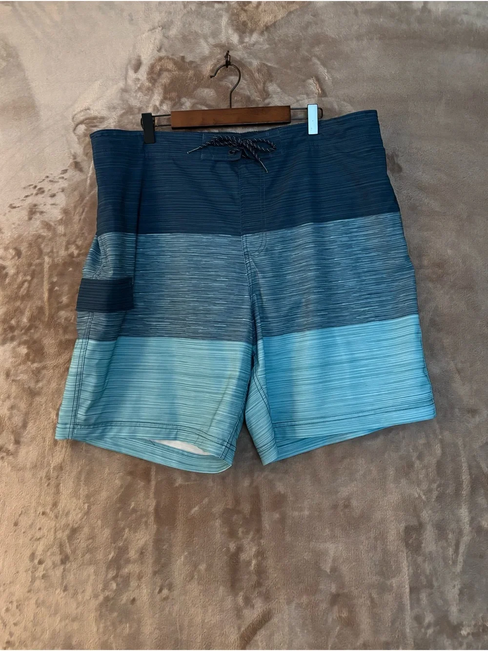 George Ombre Boardshorts Swim Trunks Men’s Size XL Blue Aqua Quick-Dry